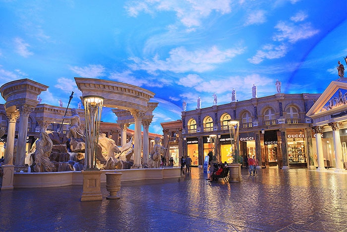 4K] The Forum Shops at Caesars Palace Hotel in Las Vegas Strip USA